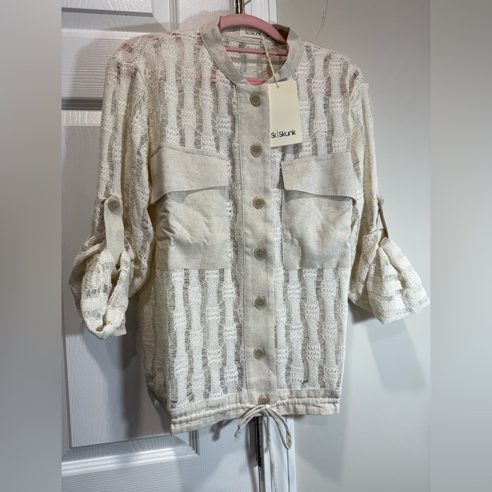 SKUNK BRAZIL fashion boutique Cream blouse / jacket with Textured Stripes